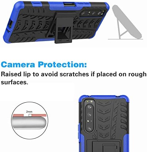Sony Xperia 1 II/Experia 1II 5G için Telefon Kılıfı Temperli Cam Ekran Koruyucu Kapak ve Kickstand Standı ile Sert Sağlam