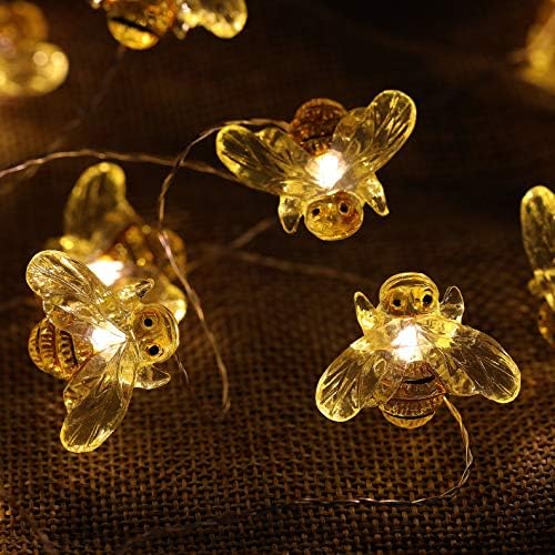 WSgift bal arısı dekoratif dize ışıkları, 18.7 Ft 40 LED USB Plug-in bakır tel arı peri ışıkları çeşitli dekorasyon projeleri