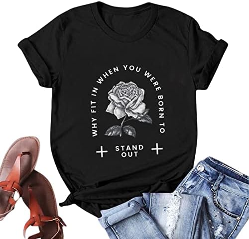 Kaplumbağa Boyun Üst Kadınlar için Paketi Kadın Yaz Kısa Kollu Üstleri Gömlek Yuvarlak Boyun Çiçek Baskılı T Kadın T Shirt