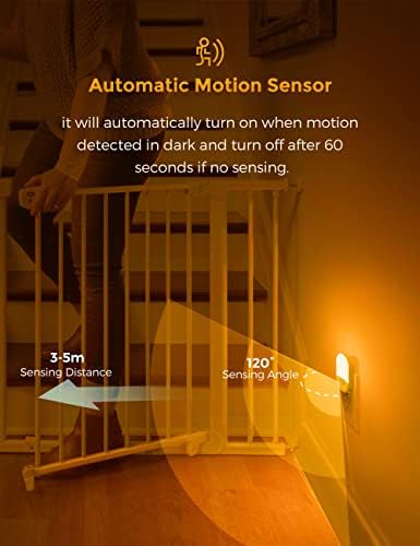 Amber Gece Lambası, 2 Paket, LOHAS Amber Gece ışıkları Duvar Hareket Sensörüne Takılır, 0.6 W 2000K, LED Gece Lambası, 30