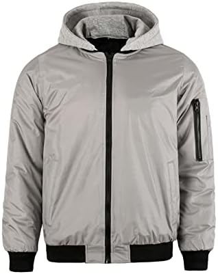 OSHHO Kadınlar için Ceketler - Erkekler fermuarlı kapüşonlu rüzgarlık Ceket (Renk: Açık Gri, Boyut: Küçük)