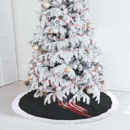 Amerikan Bayrağı Kartal Noel Ağacı Mat Etek Ağacı Taban Kapağı Püsküller ile Tatil Partisi için noel dekorasyonları 48 x