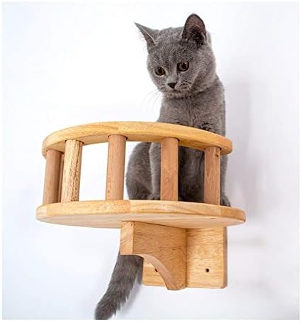 TONPOP Duvara Monte Kedi Tırmanma Platformu-Kedi Ağacı, Pet Oyuncak Kedi Duvar Adımları Yavru Asılı Oyun Evi (Renk: Ahşap,
