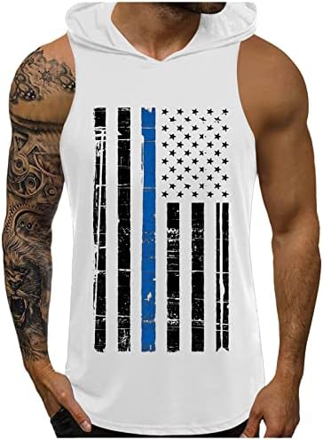 Bmısegm Yaz Erkek T Shirt Erkek Yaz Bağımsızlık Günü Dijital 3D Bayrak Baskı Kapşonlu Kolsuz Erkek Kısa Kollu T