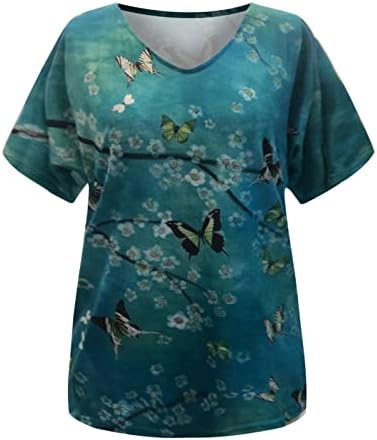 Amikadom Bayan Sonbahar Yaz kısa Kollu bluz %2023 Giyim Pamuk V Boyun Grafik Salonu Üst Tee Kadınlar için R3 R3