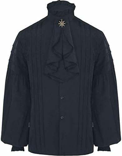 WENKOMG1 Mens Vampir Gömlek, korsan Tarzı Rönesans Victorian Gotik Ortaçağ Steampunk Fırfır Bluz Erkekler için