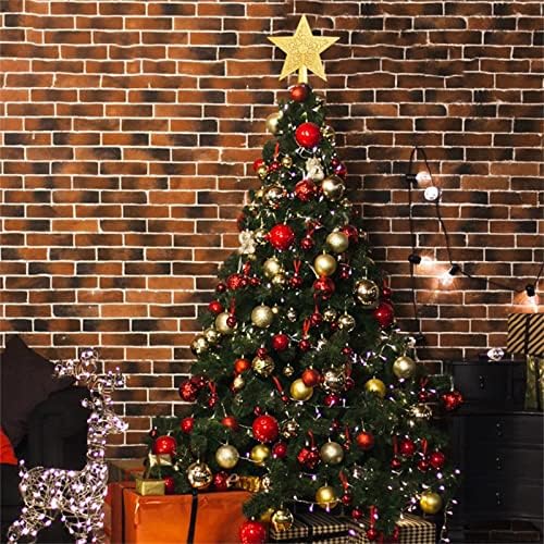 5.9 İnç Düz Yıldız Ağacı Topper Altın Noel Süslemeleri Simli Ağacı-üst Yıldız Altın Glitter Noel Ağacı Dekorasyon Cam Kar