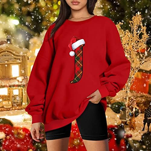 Fandream Öğretmen Tişörtü Kadınlar için Merry Christmas Scoop Boyun Hiçbir Hood Gömlek Annelik Push-Up Bayan Kazak
