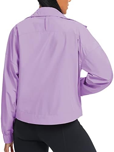 AVGO kadın Kırpılmış Hafif Koşu Atletik Ceketler Güneş Koruma Su Geçirmez Rüzgarlık Zip up Egzersiz Gömlek