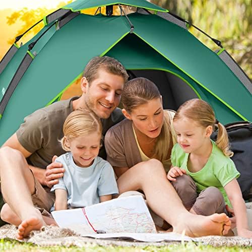 RLAIRN Kamp Çadırları Açılır 4 Kişi Su Geçirmez, Rüzgar Geçirmez Halatlı Anında aile çadırı, 2/3/4 Kişi için Ultralight Karartma