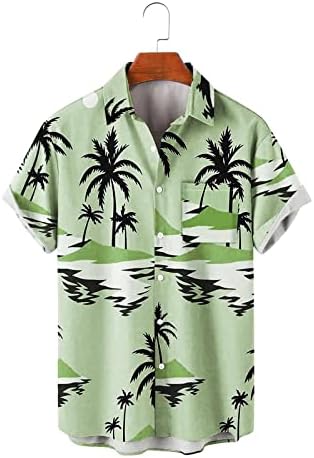 ZDDO erkek Hawaii Gömlek Düğme Aşağı Kısa Kollu Yaz Hawaii Ağacı Baskı Rahat Fit Gömlek Vintage Aloha Plaj Üstleri