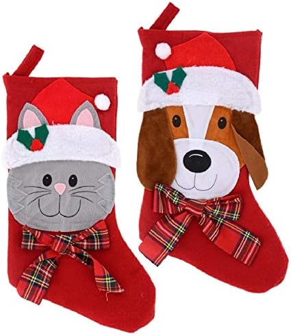 Noel Evi 16.5 Ekose Fiyonklu Evcil Hayvan Tatil Çorabı Kedi veya Köpek (Kedi / Köpek, 2)