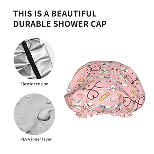 Kadınlar Kullanımlık Streç Hem Saç Şapka Sevimli Hemşire Aşk Pembe Çift Katmanlar Su Geçirmez Duş Başlığı banyo bonesi