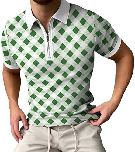 XXBR erkek klasik kısa Kollu Polo Gömlek Zip Up Casual yaz T-Shirt ekose baskılı üstleri gevşek Golf Tees plaj tropikal Hawaii