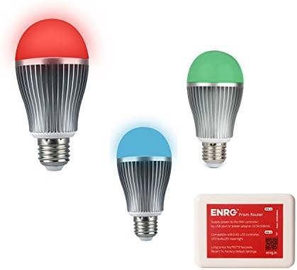ENRG LED Prizma Ampul, E27, 256 renk ile Tamamen Uzaktan kumandalı 9W (3 Adet Prizma Ampul Paketi + 1 RGB Yönlendirici +