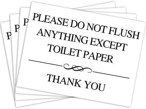 Yalıkop 4 adet 3x4 inç küçük zarif komik tuvalet işareti, lütfen tuvalet kağıdı işareti dışında hiçbir şeyi yıkamayın, tuvalet