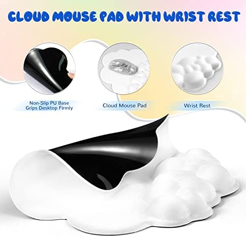 Oyun Mouse Pad Bilek Dinlenme, Ergonomik Bulut Bilek Dinlenme Mousepad ile Jel Bellek Köpük, Kaymaz Kauçuk Taban, Rahat Mouse