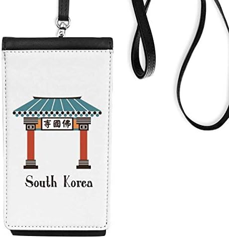 Güney Kore Simgesel Bulguksa Telefon Cüzdan Çanta Asılı Cep Kılıfı Siyah Cep