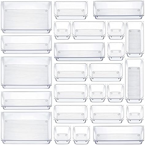 Modern-Depo 25 PCS Plastik Çekmece Organizatör eşya kutuları Temizle çekmece düzenleyiciler Tepsiler için Makyaj, Takı, Mutfak