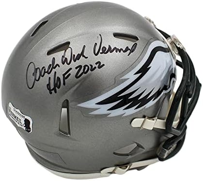 Dick Vermeil, Philadelphia Eagles Speed Flash NFL Mini Kaskını HOF 2022 Yazılı İmzaladı - İmzalı NFL Mini Kaskları