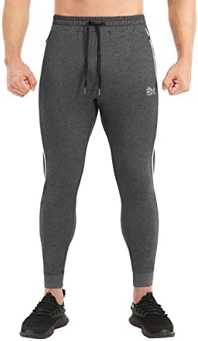 BROKİG Erkek Yan Çift Düzene Joggers Pantolon, Rahat Spor egzersiz pantolonları Slim Fit Konik Sweatpants fermuarlı cepler