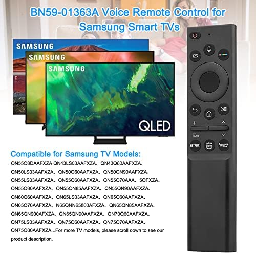 BN59-01363A Yedek Ses Uzaktan Kumanda Samsung UNAU8000F UN43AU8000FXZA UN65AU8000 QLED Serisi Akıllı Tv'ler, Siyah