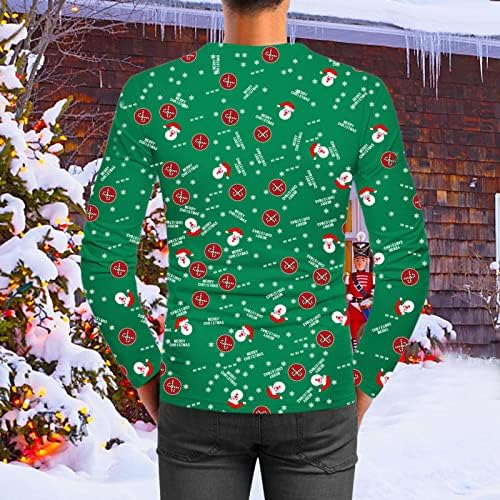 ZDDO Erkek Tasarımcı T Shirt 2022 Noel Komik 3D Grafik Baskı Uzun Kollu T Gömlek Noel Slim Fit Casual Egzersiz Tops