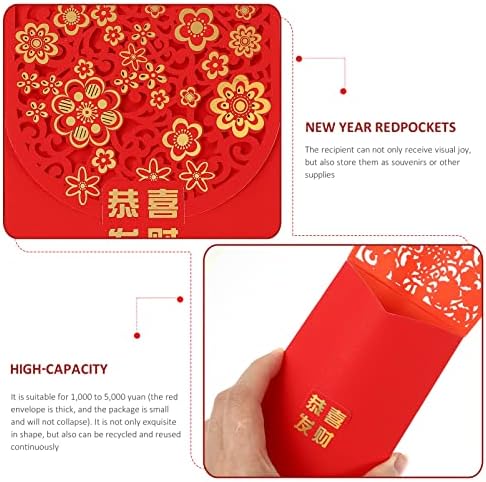 NUOBESTY Kırmızı Çanta 10 adet Çin Kırmızı Paketleri Yeni Yıl Bahar Festivali Kırmızı Zarf Geleneksel Düğün Kırmızı Cep Şanslı