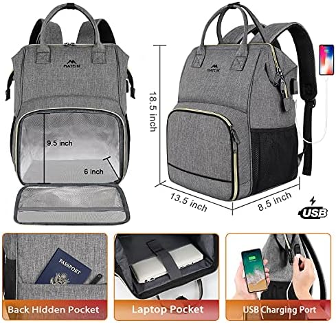 MATEİN Seyahat sırt çantası Erkekler için, Kadınlar için USB şarj Portu ile 17 İnç Laptop Sırt Çantası, Yalıtımlı Öğle Yemeği