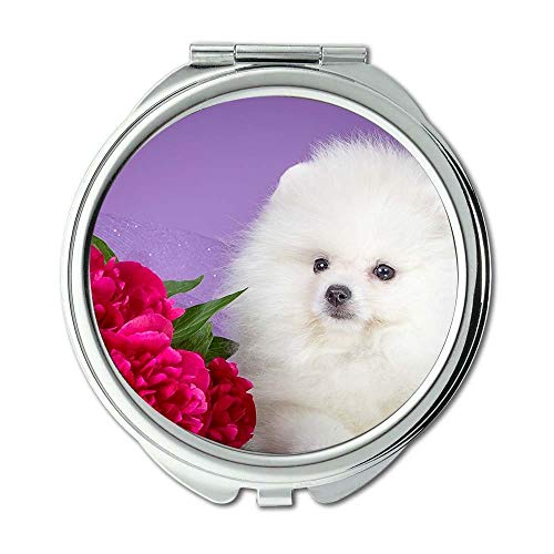 Ayna,Küçük Ayna,Fransız Bulldog Tutan tatlı köpek, cep aynası, 1 X 2X Büyüteç