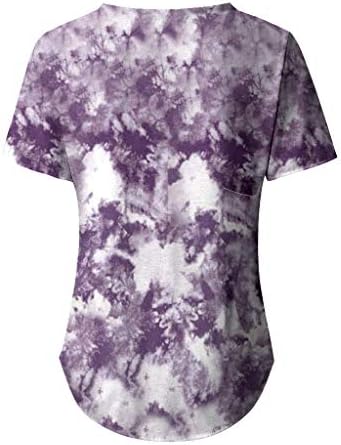 CGGMVCG Sevimli Yaz Üstleri Kadın V Yaka T-shirt Renk Moda Degrade Kollu Kısa Üstleri Artı yazlık gömlek Kadınlar için
