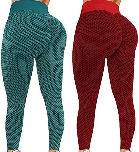 Usumıng 2 ADET Düz Renk Yoga Pantolon Spor Aktif Pantolon Kabarcık Kalça Kaldırma Tayt Pilates Pantolon