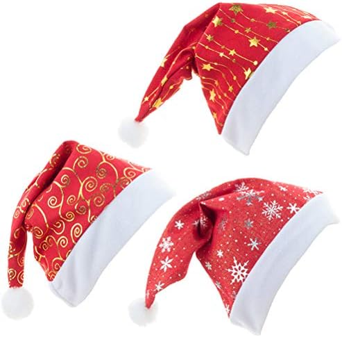 Amosfun 3 adet Sevimli Noel Noel Baba Şapka Noel parti şapkaları Noel Sahne Kırmızı Noel Malzemeleri