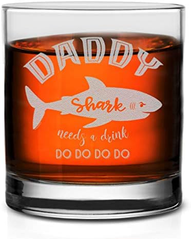 Veracco Baba Köpekbalığı Bir içkiye ihtiyacı var viski bardağı Komik BirthdayGifts Babalar Günü Baba için (Şeffaf, Cam)