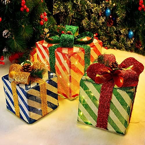 Noel Süslemeleri ışıklı Hediye kutuları, Light Up Hediye Kutusu için Kapalı Açık Noel Ağacı Parti noel dekoru (Maks. Boyut