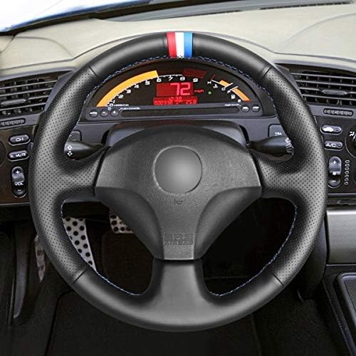 MEWANT El Dikişli Siyah Hakiki Deri Araba direksiyon kılıfı Wrap Honda S2000 Civic Si Acura RSX Tip-S