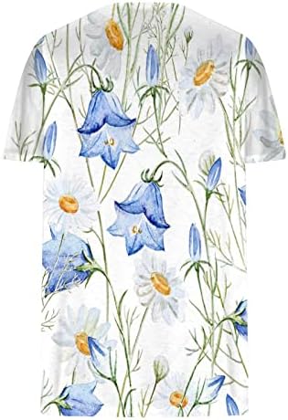 Bayan Çiçek Gömlek Moda V Yaka Çiçek Baskı Tees Gömlek Kısa Kollu Gevşek Rahat Kazak T-Shirt Tops