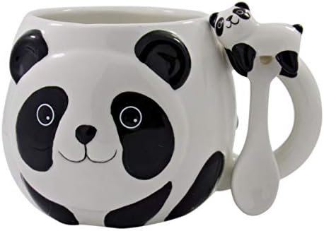 Siyah ve Beyaz Seramik Panda Kahve ve çay bardağı Karıştırma kaşık seti, 14 Ons
