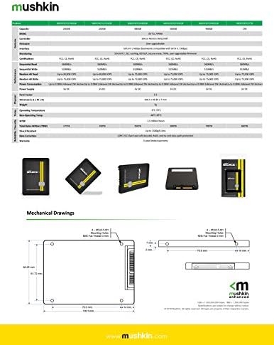 Mushkin Kaynağı-II-1 TB Dahili Katı Hal Sürücüsü (SSD) - 2,5 inç - SATA III-6 Gb / sn - 3D Dikey TLC-7mm (MKNSSDS21TB)