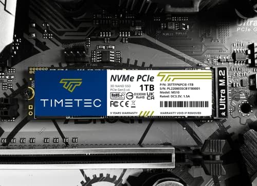 Timetec 1 Tbx2 (2 Paket) SSD NVMe PCIe Gen3x4 8 gb/s M. 2 2280 3D NAND TLC 600 TBW Yüksek Performanslı SLC Önbellek Okuma/Yazma
