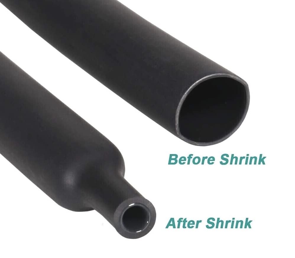 1 Ayak ısı borusu shrink Lot 3: 1 yapıştırıcı tutkal çift duvar / 12 inç siyah 5.0 (130mm) yapıştırıcı kaplı ısı tel daralan