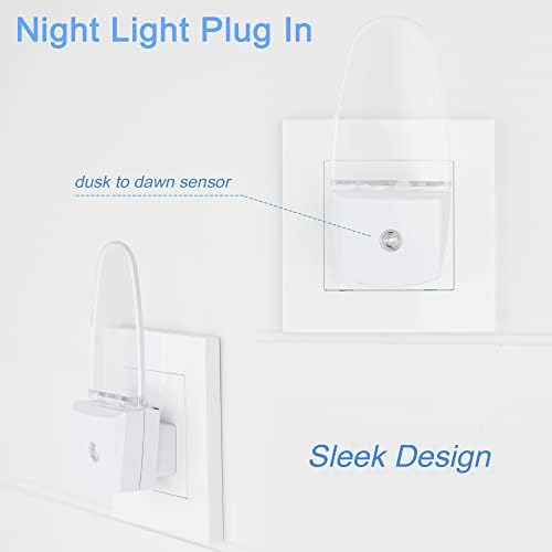 REMİNDA 4 Paket Otomatik Gece Lambası Alacakaranlıktan Şafağa Sensörlü Yatak Odası için, Fiş, Kırmızı