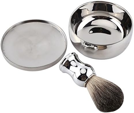 Tıraş Fırçası + Sabun Kupa kapaklı kase Erkekler Lüks Tıraş Aracı Kiti, Tüm Köpüren Sabunlar ve Kremler için Uygun (gümüş