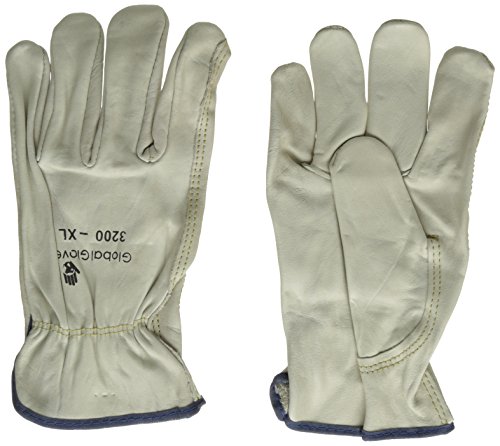 Global Glove 3200 Cow Grain Leather Premium Grade Tagged Driver Glove with Slip-on Cuff and Keystone Thumb, İş, Büyük, Kahverengi
