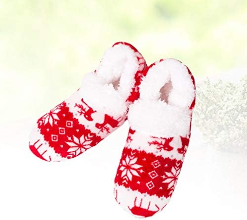 Amosfun Noel Kış Sıcak Terlik Geyik Desen Yumuşak Alt Kat Çizme Ayakkabı Kadın Kız Bayan Ev Kapalı (Gök mavisi)