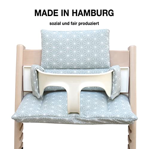 Blausberg Tripp Trapp Mama Sandalyesi için Bebek Kaplamalı Yastık Seti Stokke - Happy Star Green - %100 Almanya'da Üretilmiştir,