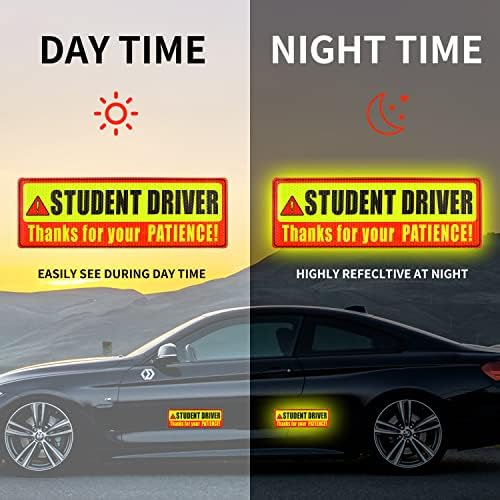 4'lü Paket Lütfen Sabırlı olun Öğrenci Sürücü Mıknatısı, Araba için Yeni Öğrenci Sürücü Mıknatısı, Manyetik Yansıtıcı Çaylak