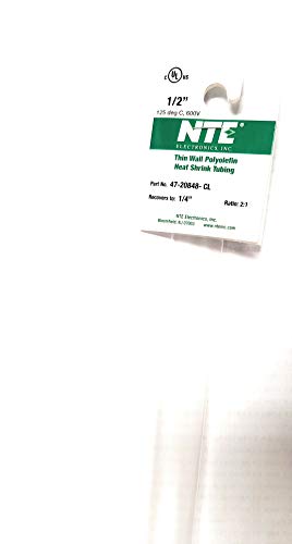 NTE Electronics 47-20848-CL Isıyla daralan makaron, İnce Duvarlı, 2: 1 Büzülme Oranı, 1/2 Çap, 48 Uzunluk, Şeffaf