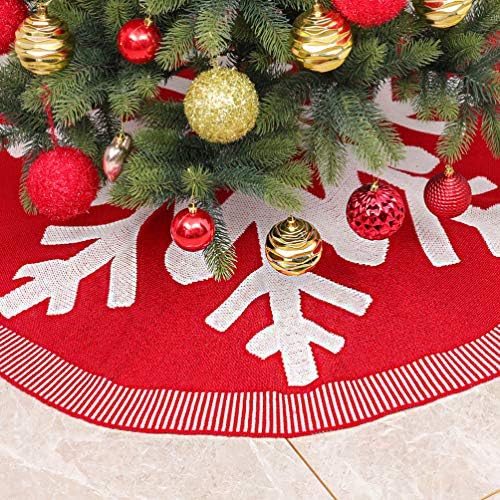 Amosfun Noel Ağacı Elbise Örgü Yuvarlak Kar Tanesi Desen Noel Ağacı Alt Etek Dekoratif Ağacı Halı Noel Ağacı Aksesuarları