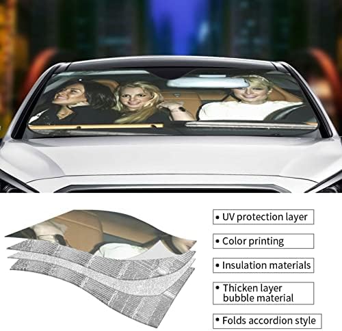 Komik araç ön camı Güneşlik 27. 5X51 İnç, Ön Otomatik araç ön camı Güneş Gölge Blokları Uv Işınları Güneşlik Koruyucu-Aracınızı